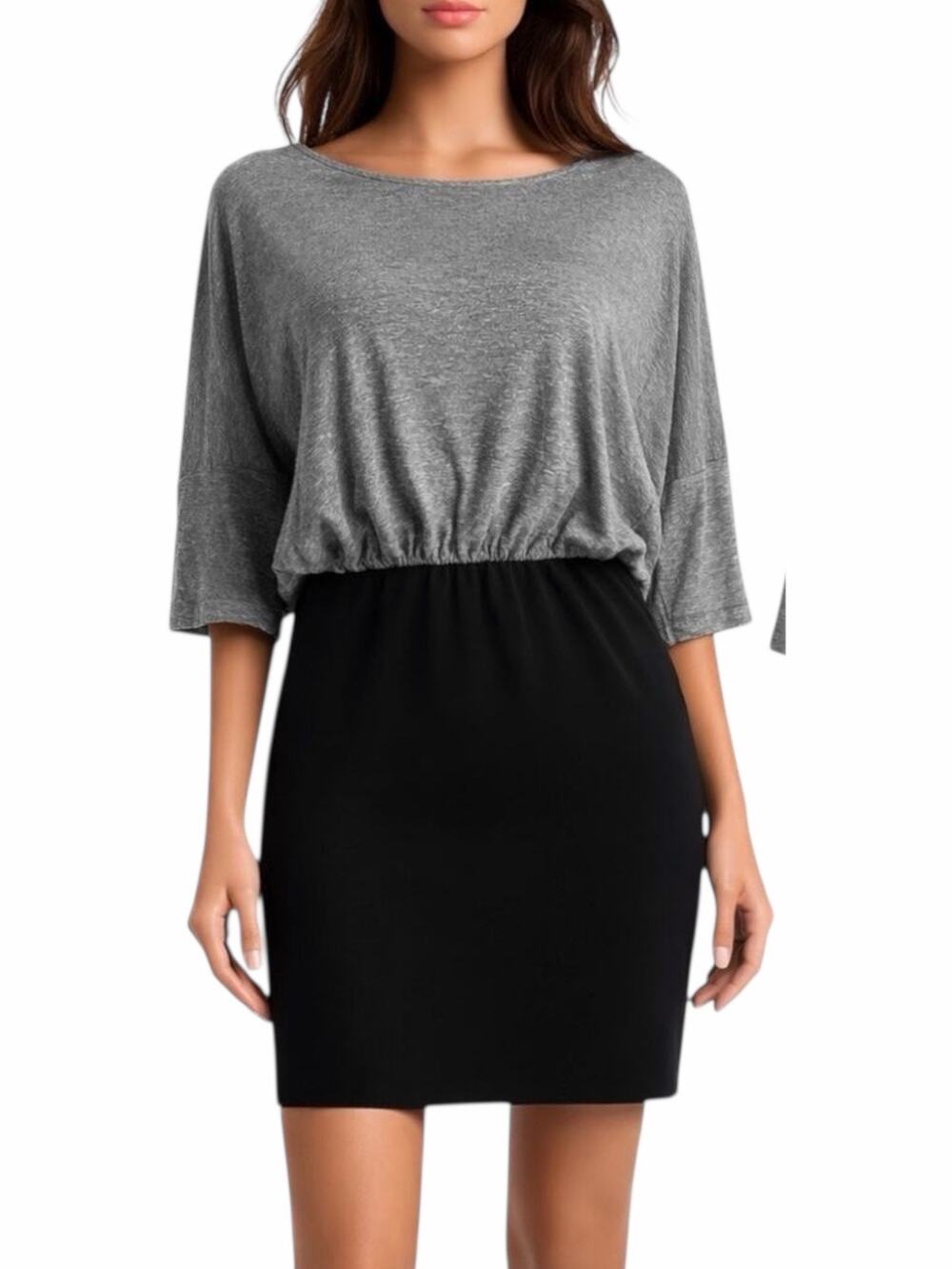 Black Halo Gwen Blouson Tie Back Mini Dress Gray Black Size XS